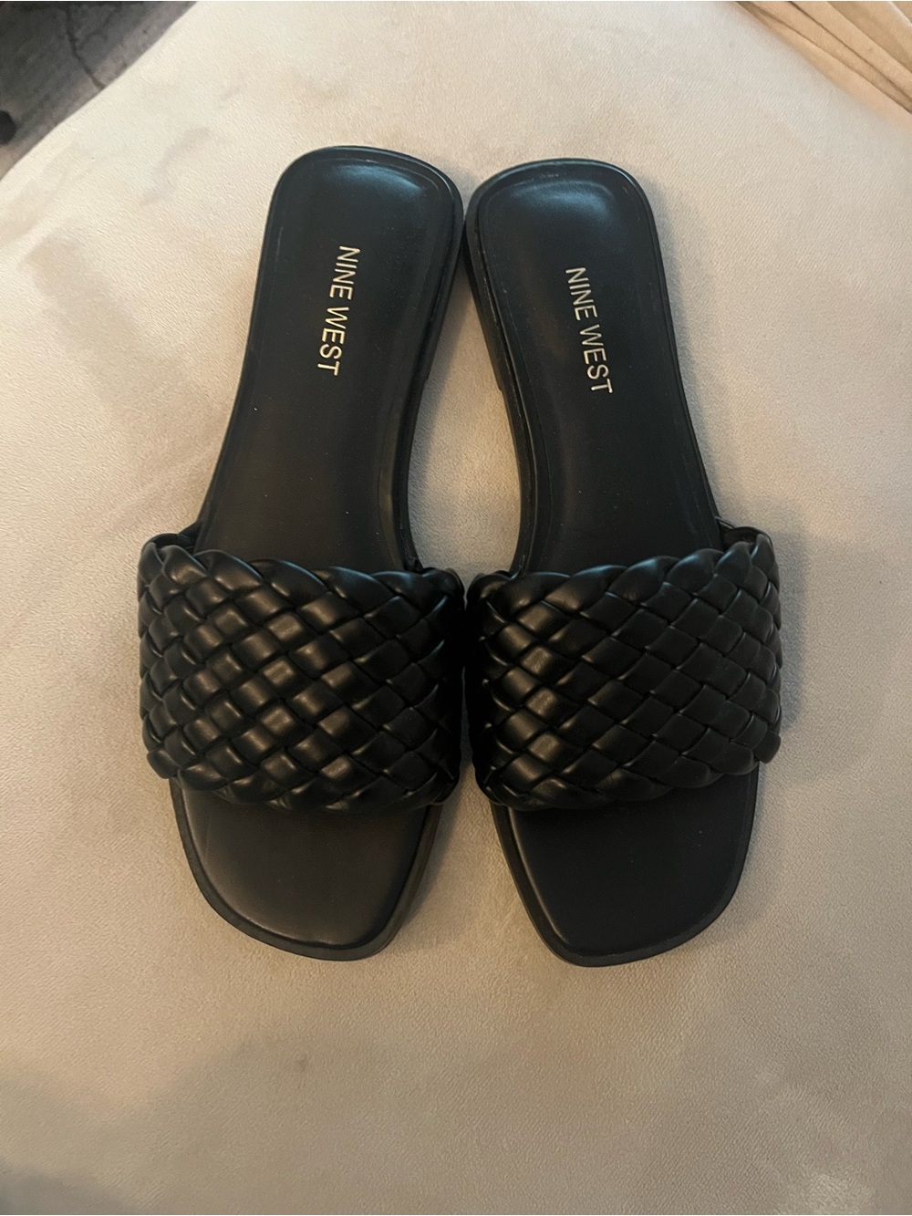 Nine West Black Braided Slide Mules NWOT